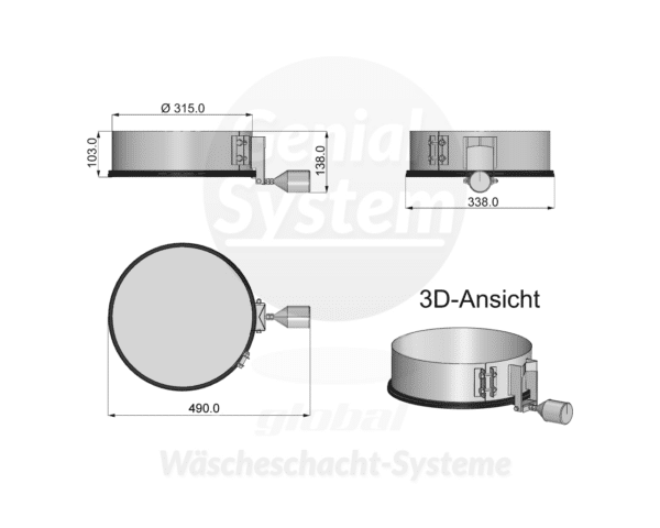 Auswurfklappe für Wäscheabwurfschacht - verschiedene Ausführungen (Rohr-Durchmesser) – Bild 8