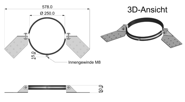 Standard-Etagenlager od. Schachtauflager für 250mm, 300mm und 315mm Wäscheschacht-Rohre – Bild 8