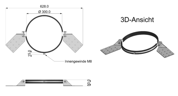 Standard-Etagenlager od. Schachtauflager für 250mm, 300mm und 315mm Wäscheschacht-Rohre – Bild 7