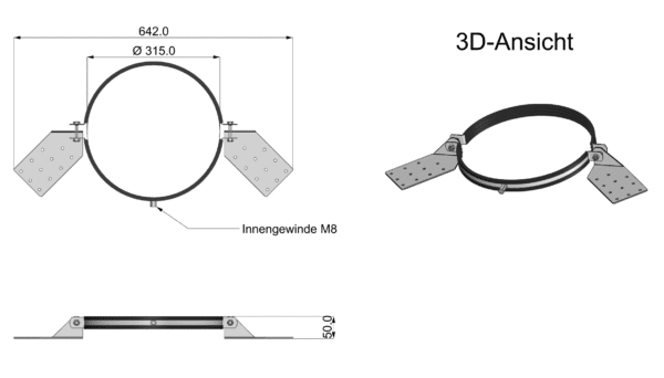 Standard-Etagenlager od. Schachtauflager für 250mm, 300mm und 315mm Wäscheschacht-Rohre – Bild 6